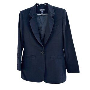 LANDS END Wool Blazer - Women's 4 Petite - EUC - Navy Blue -‎ fully lined